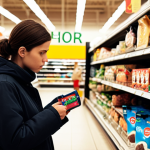 **

A person standing in a supermarket aisle, looking thoughtfully at a product, with a "24-hour rule" thought bubble above their head. The background is a blurred but recognizable supermarket setting with various products on shelves. The overall tone is one of mindful shopping and resisting impulse purchases. Focus on a relatable, everyday scenario.

**